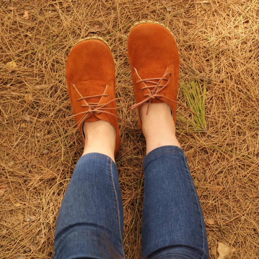 Oxford Style Lace-up Nubuck Orange Women's Shoes