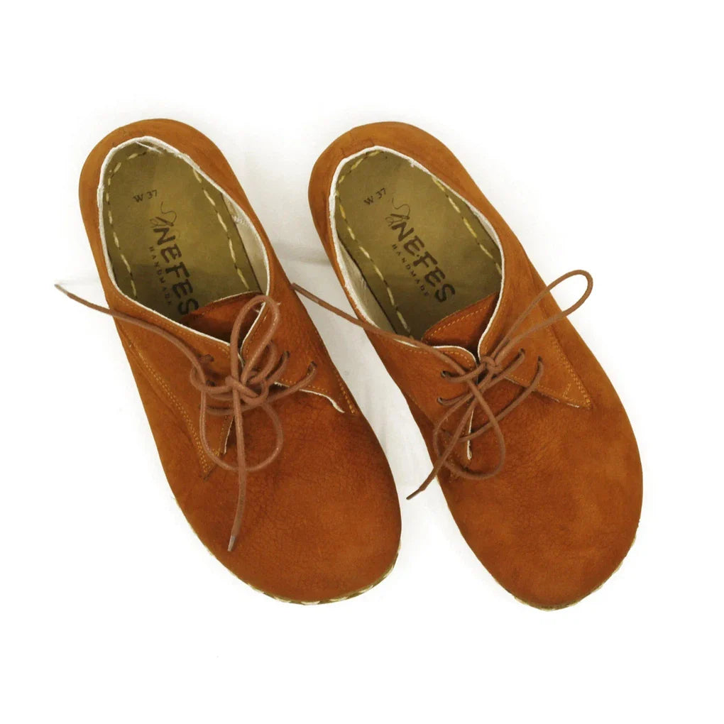 Oxford Style Lace-up Nubuck Orange Women's Shoes