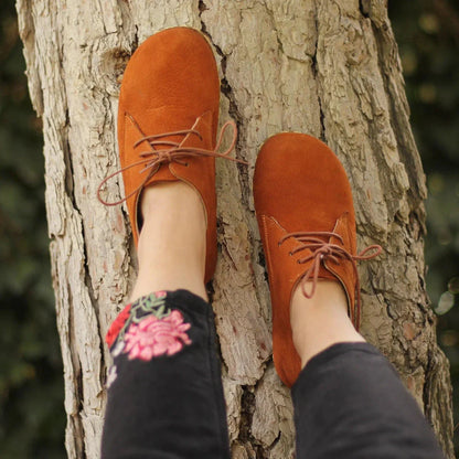 Oxford Style Lace-up Nubuck Orange Women's Shoes