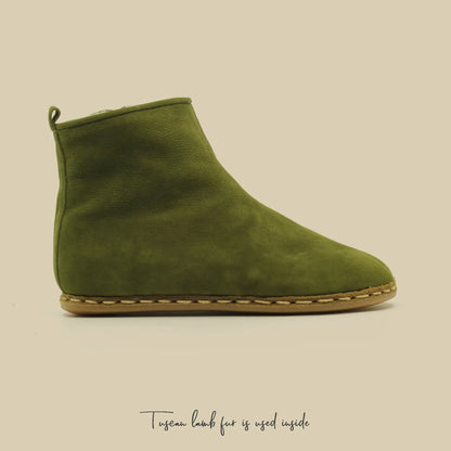 Shearling Ankle Boots Green for Women