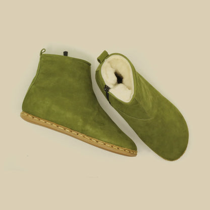 Shearling Ankle Boots Green for Women