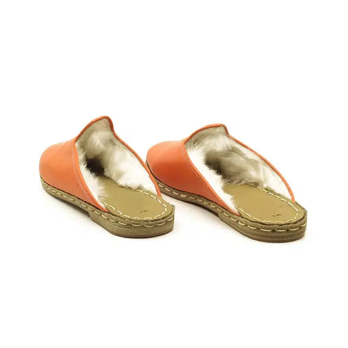 Sheepskin Furry Orange Men's Slippers