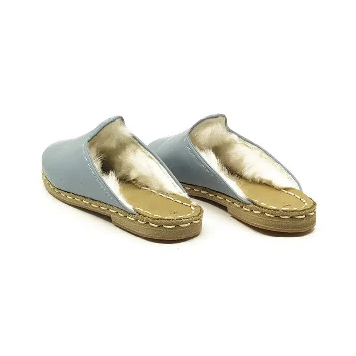 Winter Sheepskin Slippers Light Blue Women's