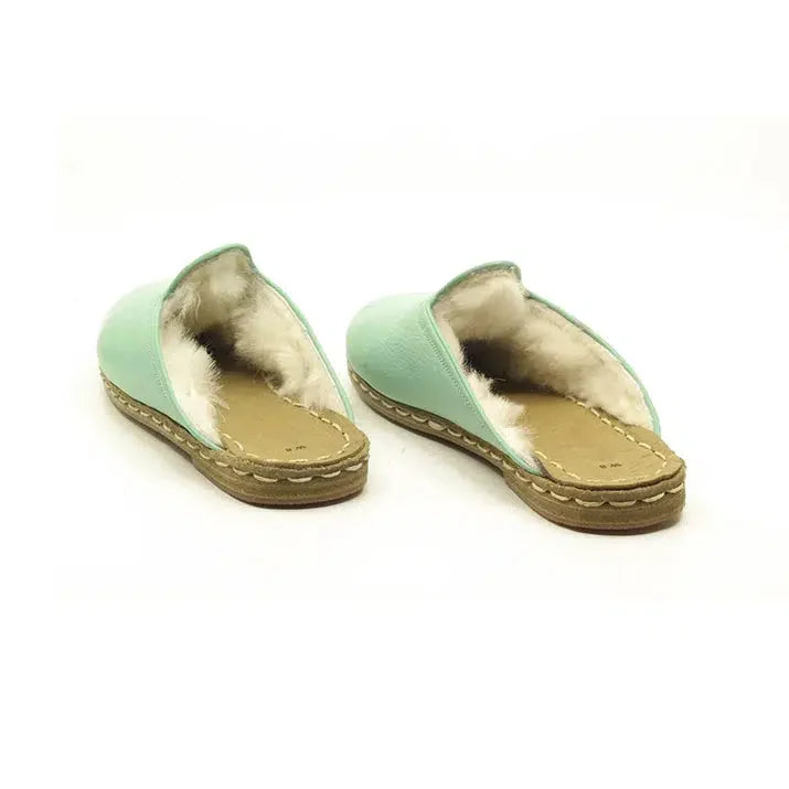 Winter Sheepskin Slippers Turquoise Women's