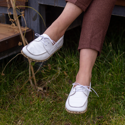 White Women's Leather Earthing Barefoot Shoes