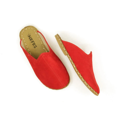 Winter Red Nubuck Barefoot Leather Slippers