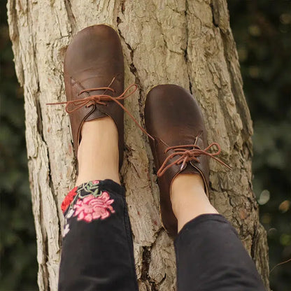 Oxford Style Lace-up Brown Women's Shoes