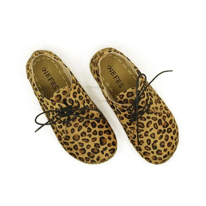 Oxford Style Lace-up Yellow Leopard Print Women's Shoes